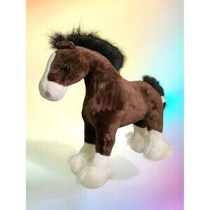 Gund Clydesdale Horse Plush Stuffed Animal Large 15" Tall Brown Stallion Clyde